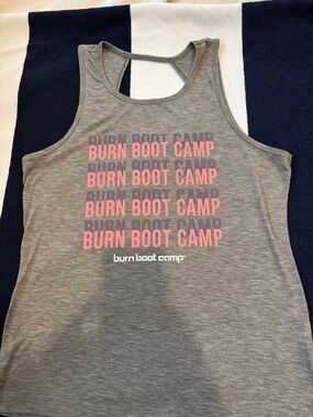 Burn Boot Camp Women's Gray Tank Top with Pink Logo